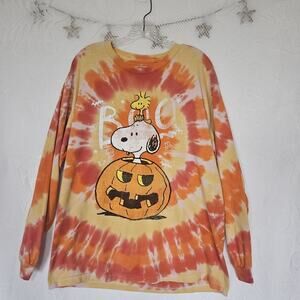 Peanuts Medium Boo TieDye Halloween Tshirt Snoopy Woodstock Jack O Lantern Retro